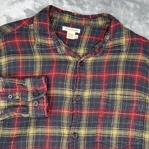 Carbon 2 Cobalt Shirt Mens Medium Tartan Plaid Cotton Flannel Soft Red Blue